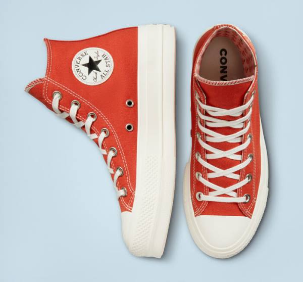 Women's Converse Chuck Taylor All Star Lift Platform Peaches High Tops Shoes Orange / Black | CV-781JRN