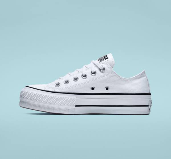 Women's Converse Chuck Taylor All Star Lift Platform Canvas Low Tops Shoes White / Black / White | CV-832VSD