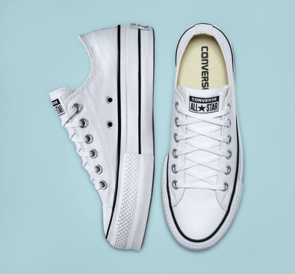 Women's Converse Chuck Taylor All Star Lift Platform Canvas Low Tops Shoes White / Black / White | CV-832VSD