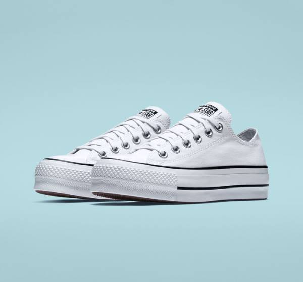 Women's Converse Chuck Taylor All Star Lift Platform Canvas Low Tops Shoes White / Black / White | CV-832VSD