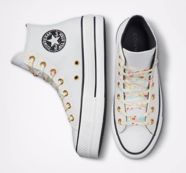 Women's Converse Chuck Taylor All Star Lift Platform Splatter High Tops Shoes White / White | CV-918DEG