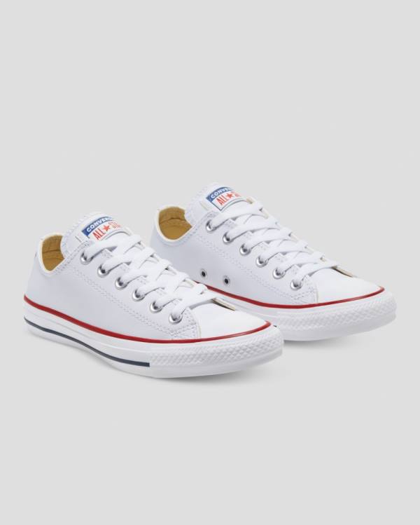 Women's Converse Chuck Taylor All Star Leather Low Tops Shoes White | CV-927DEN