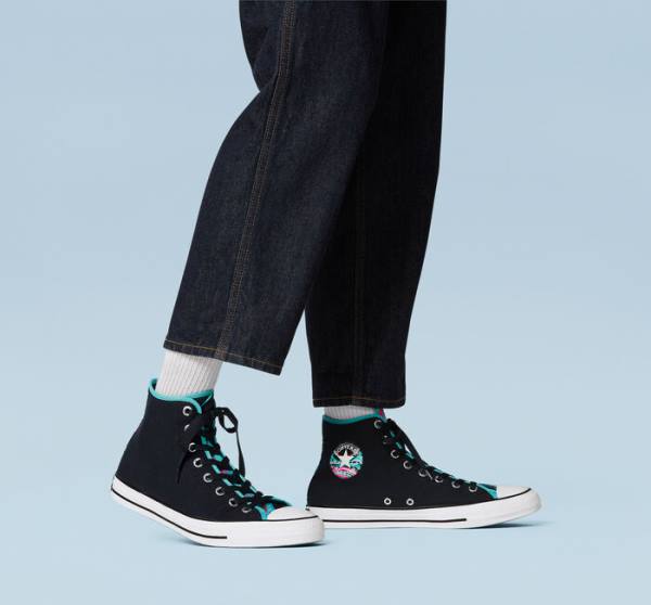 Women's Converse Chuck Taylor All Star Marbled High Tops Shoes Black / Multicolor / White | CV-157QKF