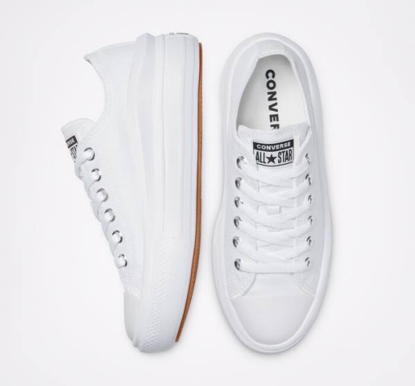 Women's Converse Chuck Taylor All Star Move Platform Low Tops Shoes White / White / White | CV-480OUC