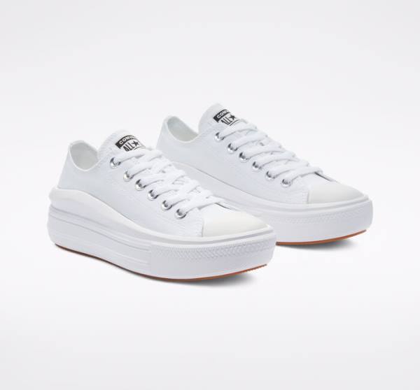 Women's Converse Chuck Taylor All Star Move Platform Low Tops Shoes White / White / White | CV-480OUC