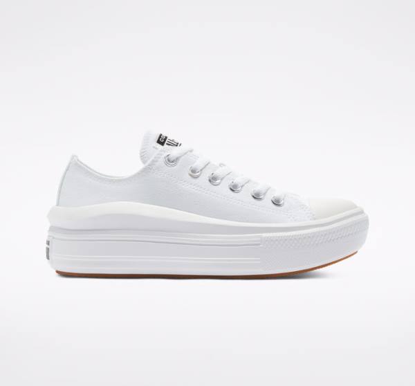 Women\'s Converse Chuck Taylor All Star Move Platform Low Tops Shoes White / White / White | CV-480OUC