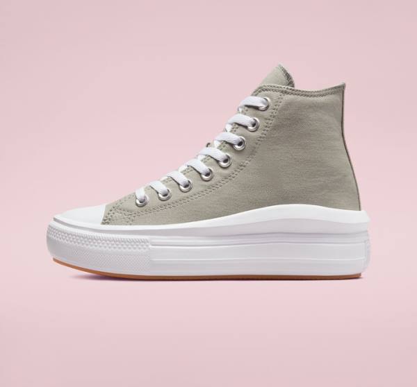 Women's Converse Chuck Taylor All Star Move Platform Seasonal Color High Tops Shoes Olive / White / White | CV-960AZL