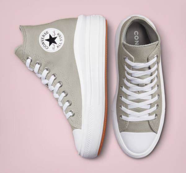 Women's Converse Chuck Taylor All Star Move Platform Seasonal Color High Tops Shoes Olive / White / White | CV-960AZL