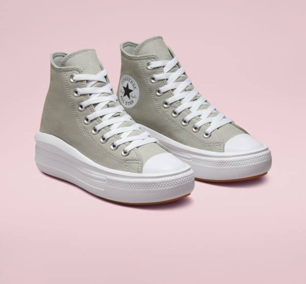 Women's Converse Chuck Taylor All Star Move Platform Seasonal Color High Tops Shoes Olive / White / White | CV-960AZL