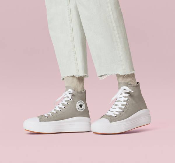 Women's Converse Chuck Taylor All Star Move Platform Seasonal Color High Tops Shoes Olive / White / White | CV-960AZL