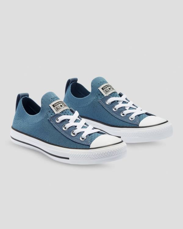 Women's Converse Chuck Taylor All Star Shoreline Knit Glitter Low Tops Shoes Blue | CV-082TOP