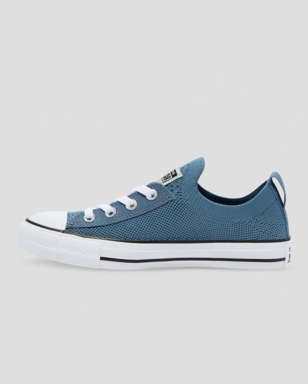 Women's Converse Chuck Taylor All Star Shoreline Knit Glitter Low Tops Shoes Blue | CV-082TOP