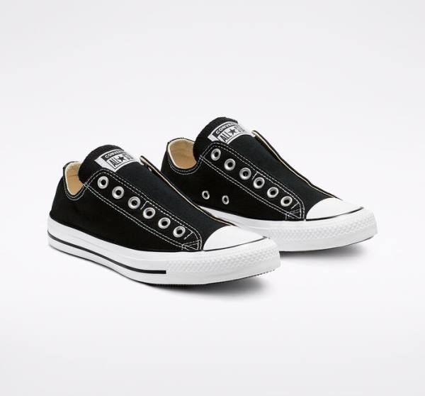 Women's Converse Chuck Taylor All Star Slip Low Tops Shoes Black / White | CV-126OGA