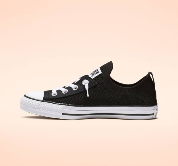 Women's Converse Chuck Taylor All Star Shoreline Knit Slip Low Tops Shoes Black / White | CV-743WUN