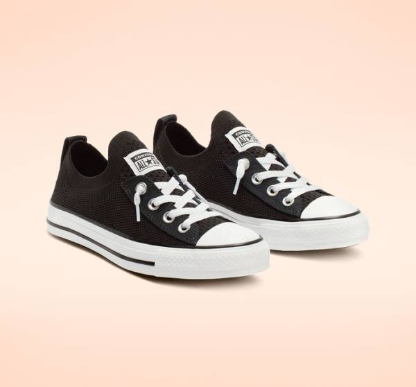 Women's Converse Chuck Taylor All Star Shoreline Knit Slip Low Tops Shoes Black / White | CV-743WUN