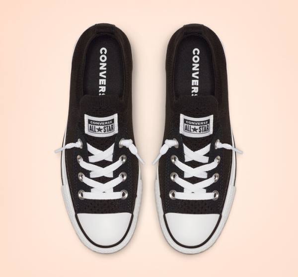 Women's Converse Chuck Taylor All Star Shoreline Knit Slip Low Tops Shoes Black / White | CV-743WUN