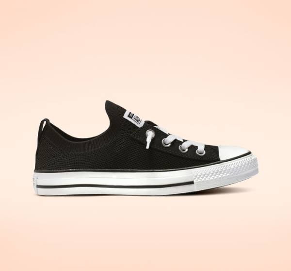 Women\'s Converse Chuck Taylor All Star Shoreline Knit Slip Low Tops Shoes Black / White | CV-743WUN