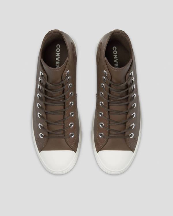 Women's Converse Chuck Taylor All Star Seasonal Leather High Tops Shoes Brown | CV-871ZJY