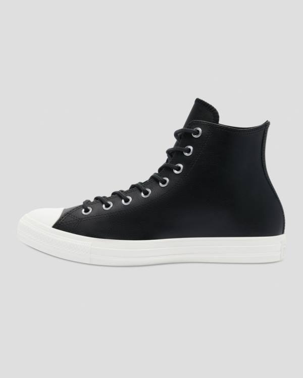 Women's Converse Chuck Taylor All Star Seasonal Leather High Tops Shoes Black | CV-924ZVJ