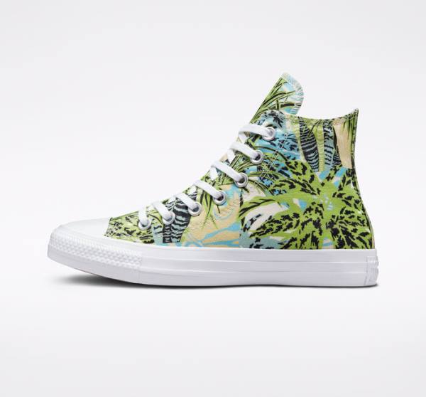 Women's Converse Chuck Taylor All Star Tropical Florals High Tops Shoes Light Green / White | CV-089LWM