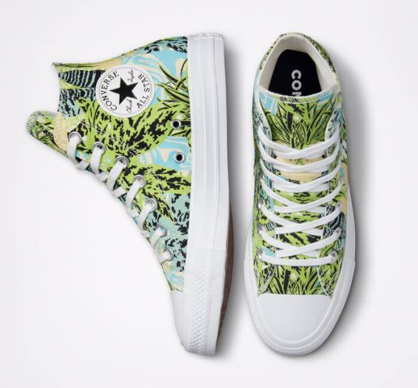 Women's Converse Chuck Taylor All Star Tropical Florals High Tops Shoes Light Green / White | CV-089LWM