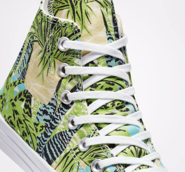 Women's Converse Chuck Taylor All Star Tropical Florals High Tops Shoes Light Green / White | CV-273MAN