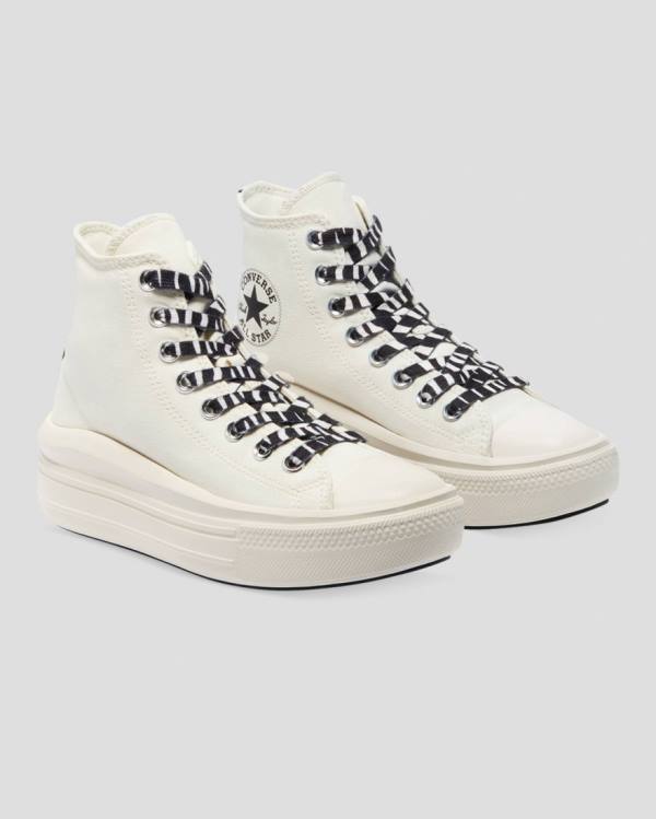 Women's Converse Chuck Taylor Move Zebra Print Platform High Tops Shoes Beige | CV-935STL