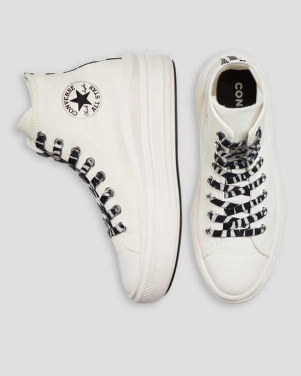 Women's Converse Chuck Taylor Move Zebra Print Platform High Tops Shoes Beige | CV-935STL