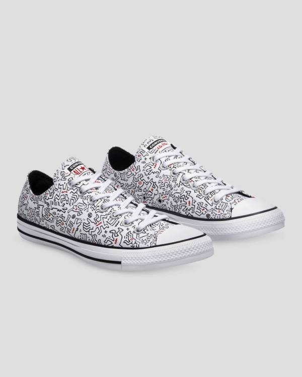 Women's Converse Keith Haring Chuck Taylor All Star Low Tops Shoes White Black Red | CV-853HBL