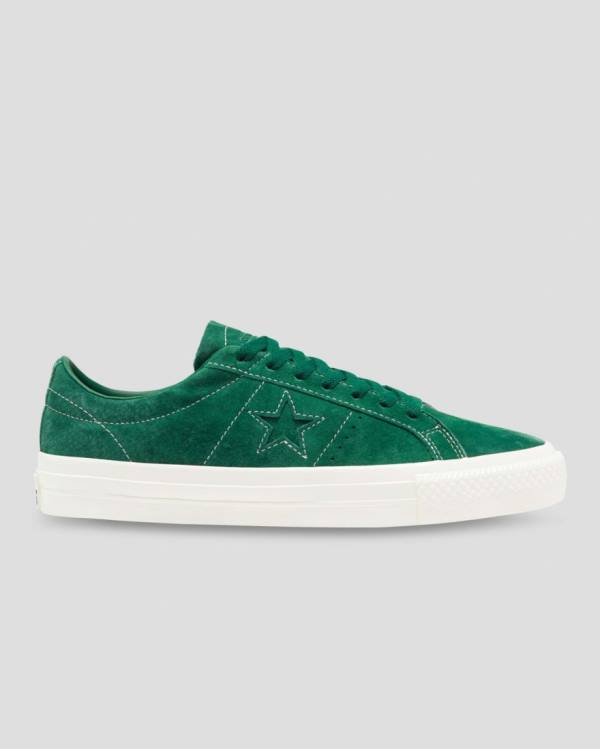 Women's Converse One Star Pro Pigskin Suede Low Tops Shoes Green | CV-932MFX