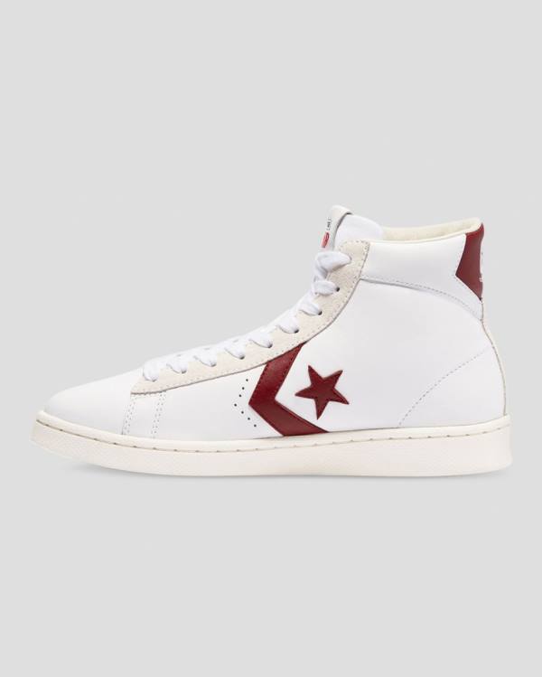 Women's Converse Pro Leather Italy High Tops Shoes White Red | CV-836LJE