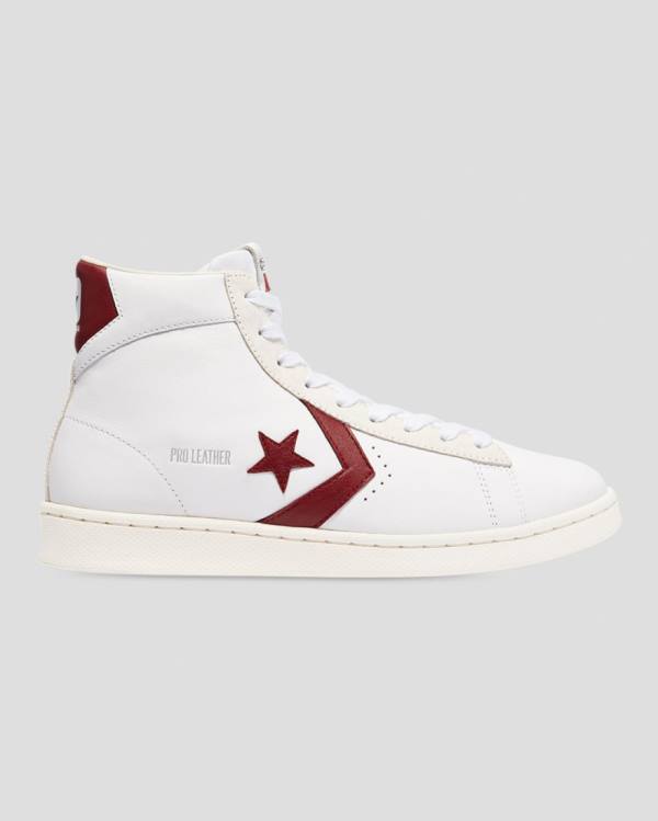 Women\'s Converse Pro Leather Italy High Tops Shoes White Red | CV-836LJE