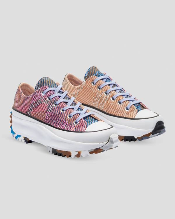 Women's Converse Run Star Hike Knit Print Low Tops Shoes Orange Pink | CV-395IBX