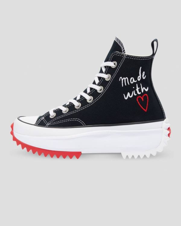 Women's Converse Run Star Hike Love Thread High Tops Shoes Black | CV-107NWH