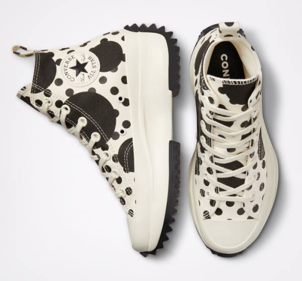 Women's Converse Run Star Hike Platform Polka Dots High Tops Shoes Black | CV-320PWD