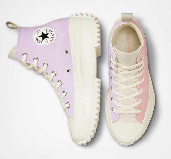 Women's Converse Run Star Hike Platform Tri-Panel Color Block High Tops Shoes Pink | CV-684IAS