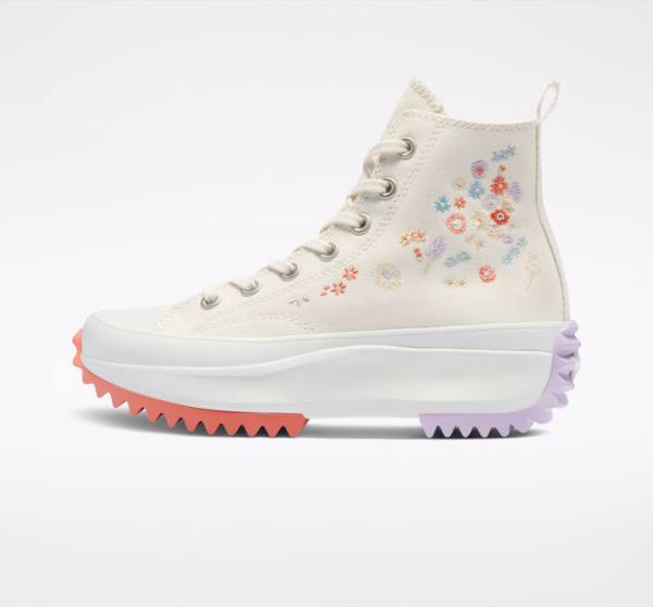 Women's Converse Run Star Hike Platform Embroidered Floral High Tops Shoes Light | CV-913HBX