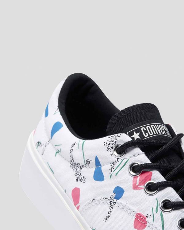 Women's Converse Skid Grip 80s Archive Print Low Tops Shoes White | CV-871RGE