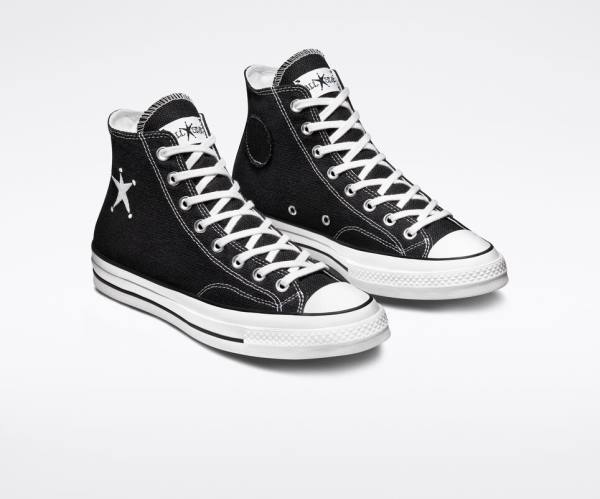 Women's Converse Stussy Chuck 70 High Tops Shoes Black / White | CV-014HDR