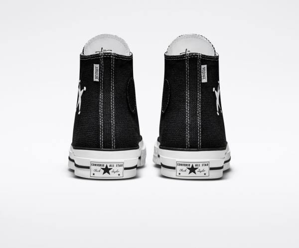 Women's Converse Stussy Chuck 70 High Tops Shoes Black / White | CV-014HDR