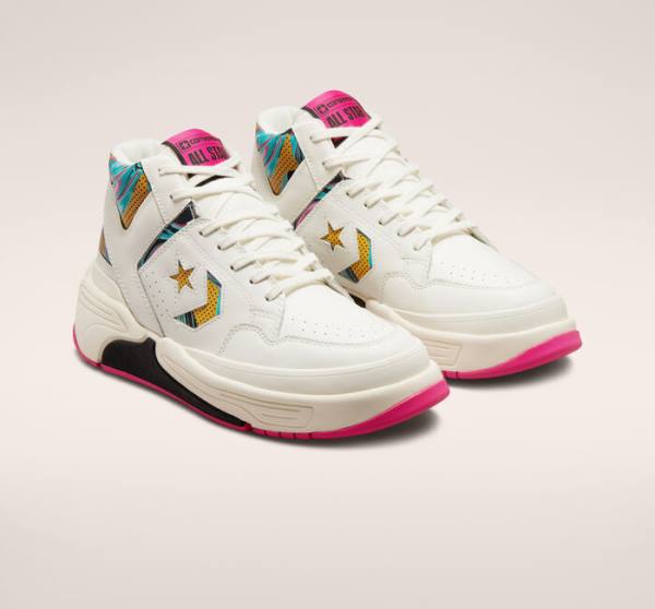 Women's Converse Weapon CX '90s Marbled Mid High Tops Shoes White / Pink / Black | CV-863BCA